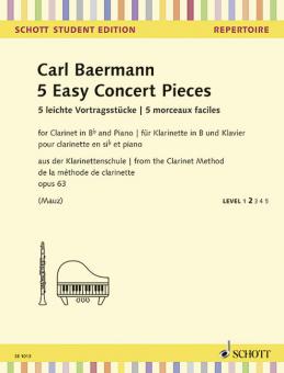 Carl Baermann - 5 Easy Concert Pieces - for Clarinet in Bb and Piano